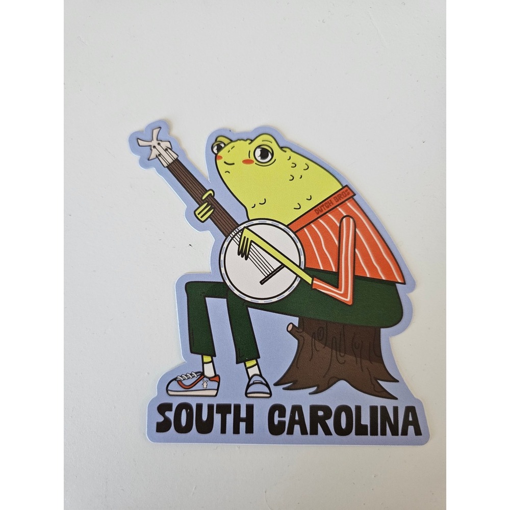 Dutch Bros State South‎ Carolina Frog Banjo Vinyl Sticker Collectible Decal 2026